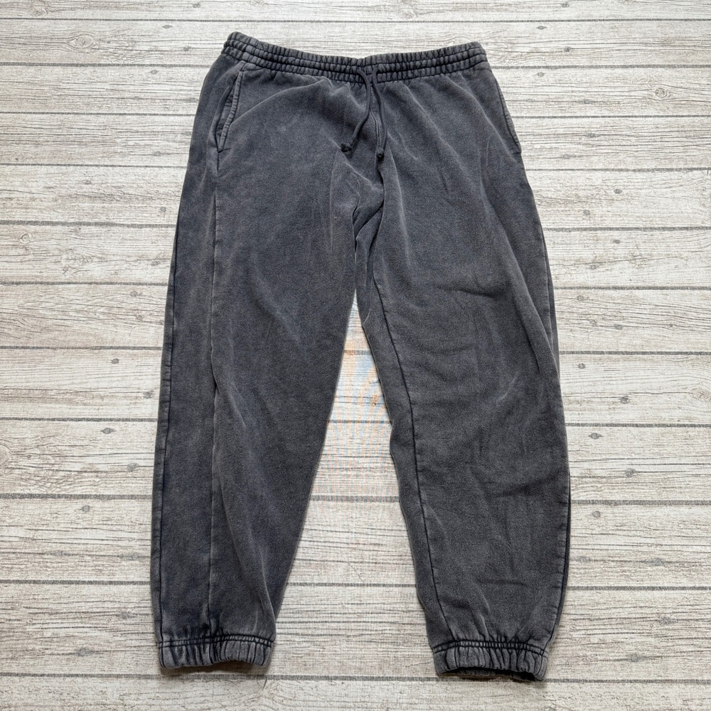 TNA Aritzia Sweatpants Women's Large Black Cozy Fleece Boyfriend Fit Activewear